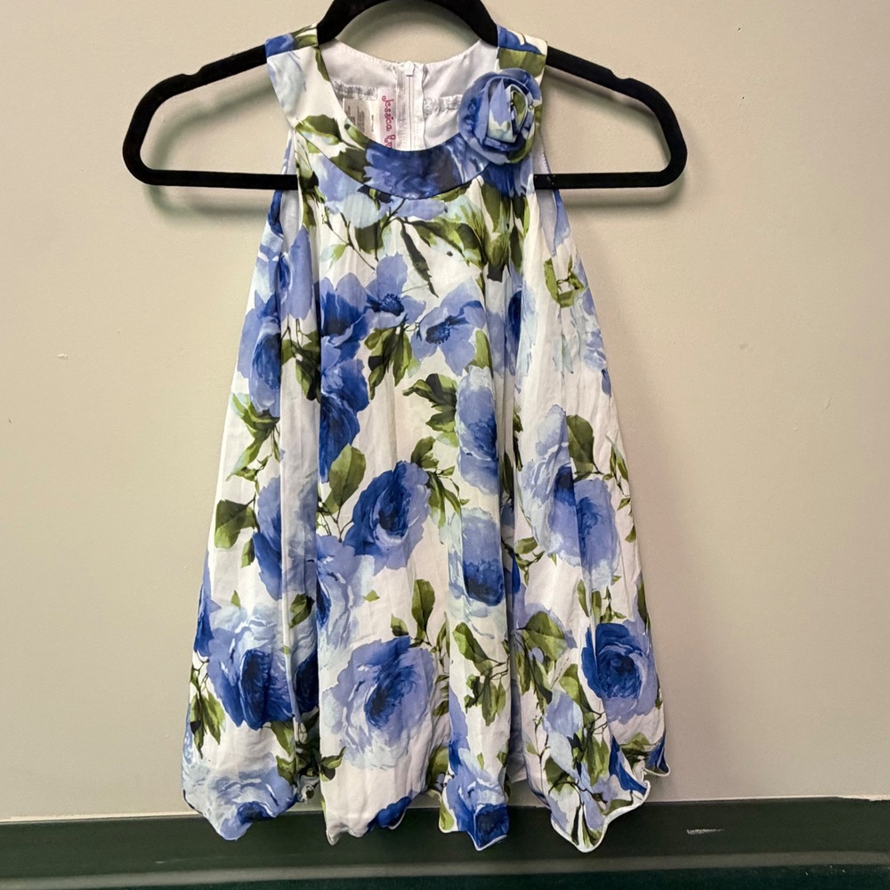 Jessica Ann Girls Floral Romantic Formal Easter Halter Dress Rosette Kids Sz 6X